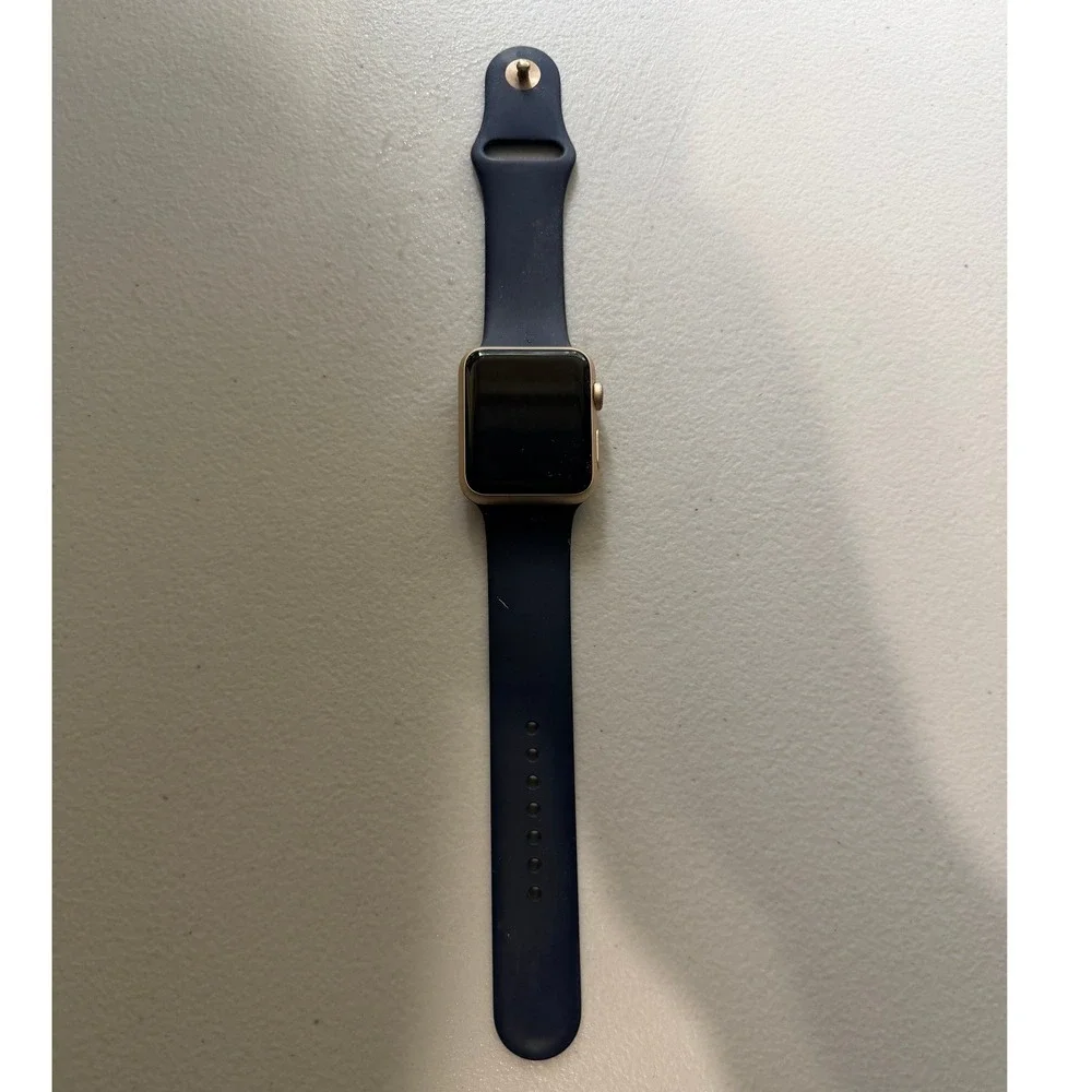 Untested‎ Apple Watch Series 1 42mm Gold Aluminum Case Blue Sport Band Smartwatc
